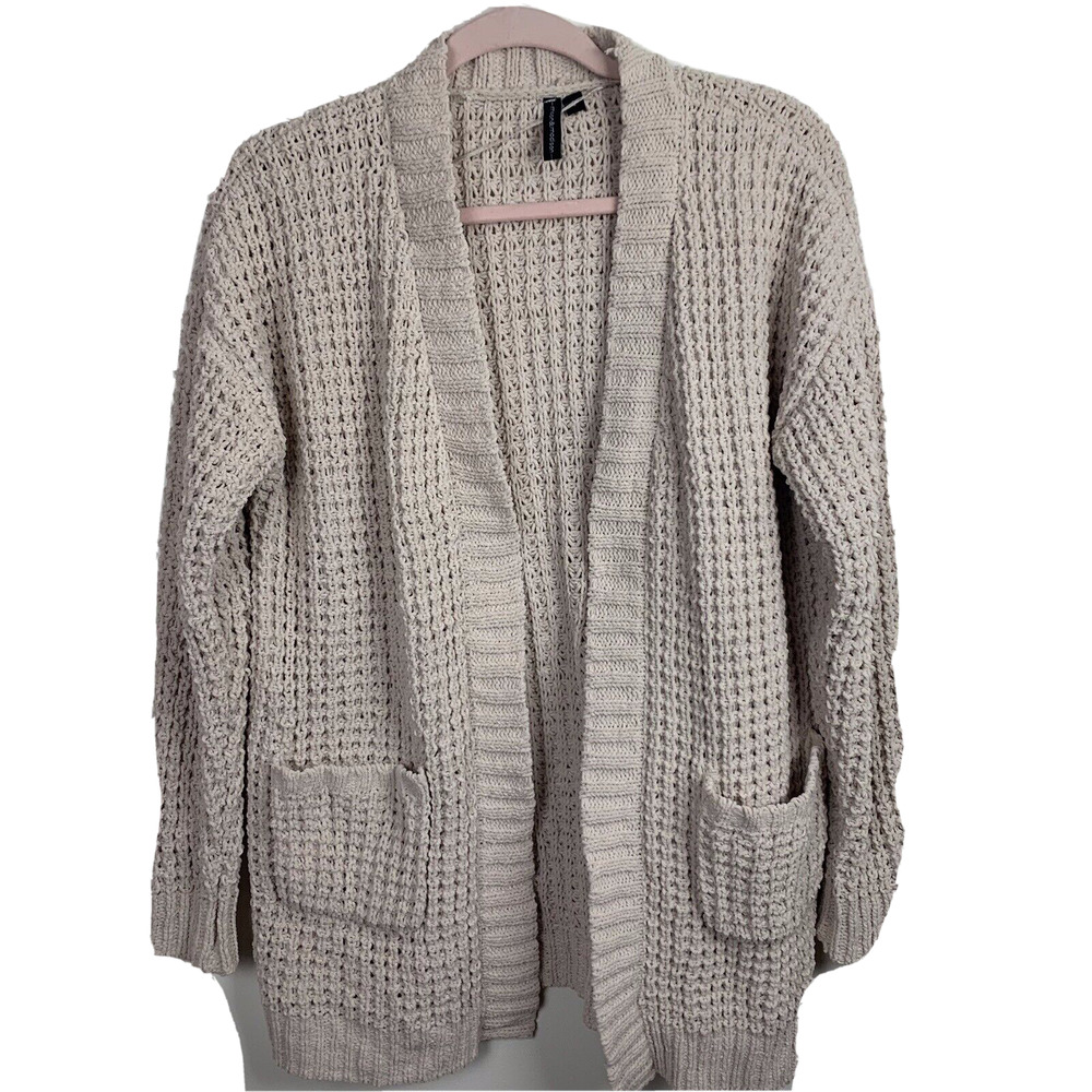 Moon & Madison Woman Tan Open Front Cardigan Sweater pockets Size Small